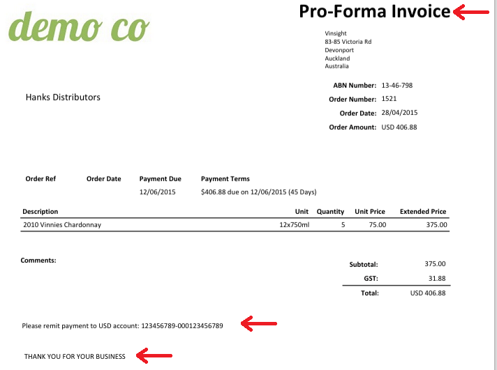 Pro-Forma Invoice