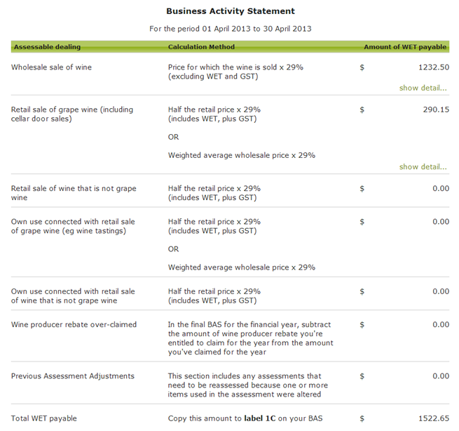 Calculating Wet Tax With Vinsight Vinsight Documentation Vinsight 1068