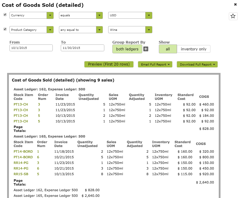 cogs cost of goods sold