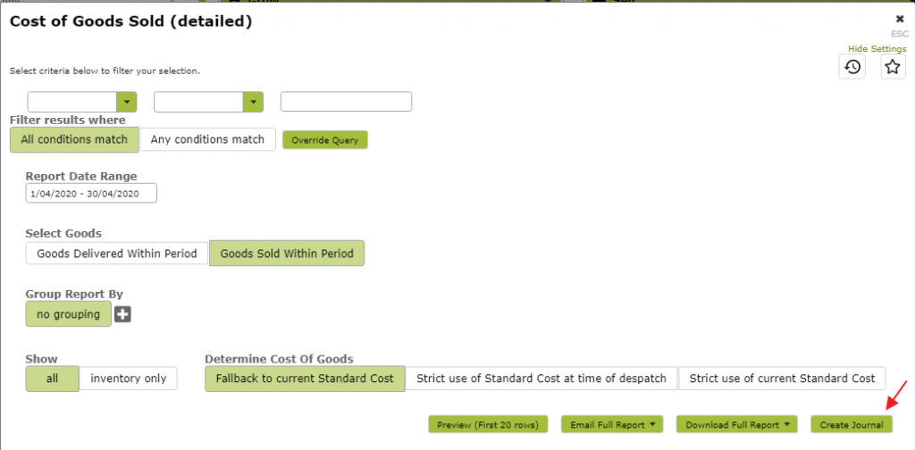 Vinsight Documentation Posting Asset Journals to Xero Vinsight