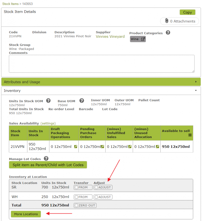 Vinsight Documentation | Stock Adjustments - Vinsight Documentation
